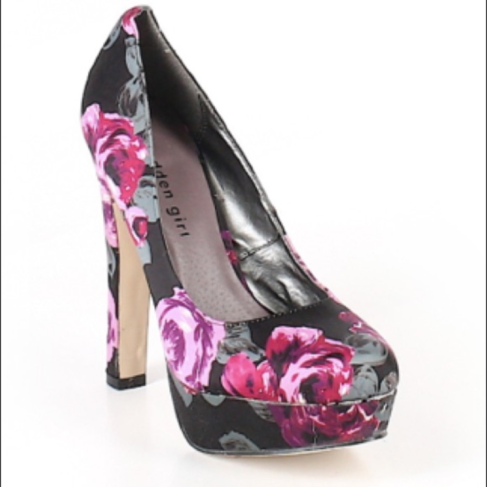 Madden Girl Black & Pink Floral Heels